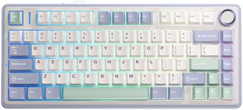 AULA F75 75% Wireless Mechanical Keyboard | Hot Swappable | Pre-lubed Linear Switches | RGB Backlit | 2.4GHz/Type-C/Bluetooth Gaming Keyboard (Cedar Green, Ice Vein Switch)