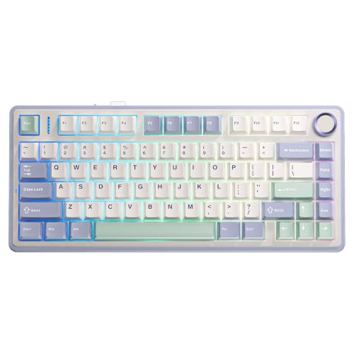 Image of AULA F75 75% Wireless Mechanical Keyboard | Hot Swappable | Pre-lubed Linear Switches | RGB Backlit | 2.4GHz /Type-C /Bluetooth Gaming Keyboard (Cedar Green, Ice Vein Switch)