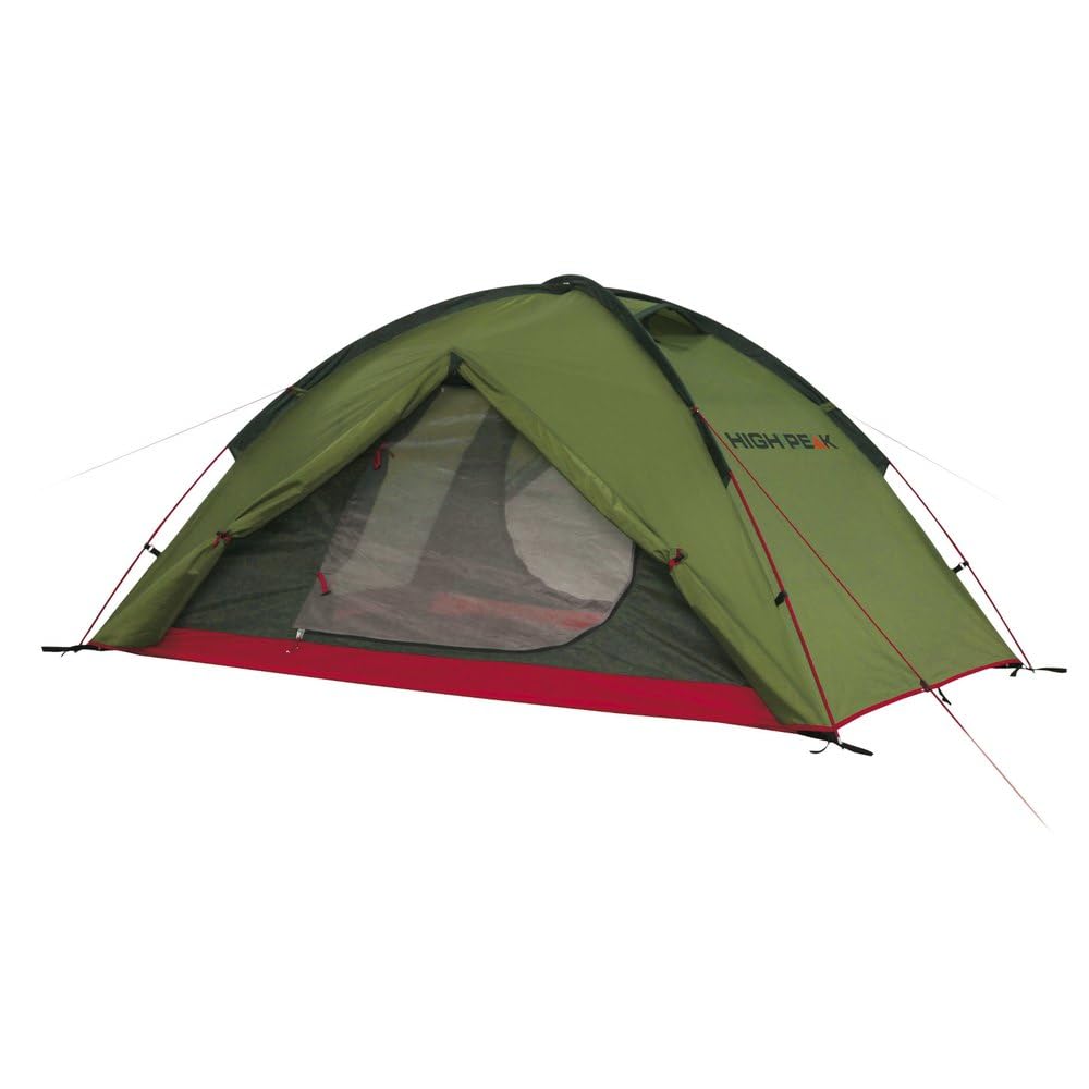 High Peak Kuppelzelt Woodpecker 3, Campingzelt, Trekkingzelt für 3 Personen, 2 Eingänge, Stauraum, Dauerventialtion, 3000 mm wasserdicht, Moskitoschutz, windstabil