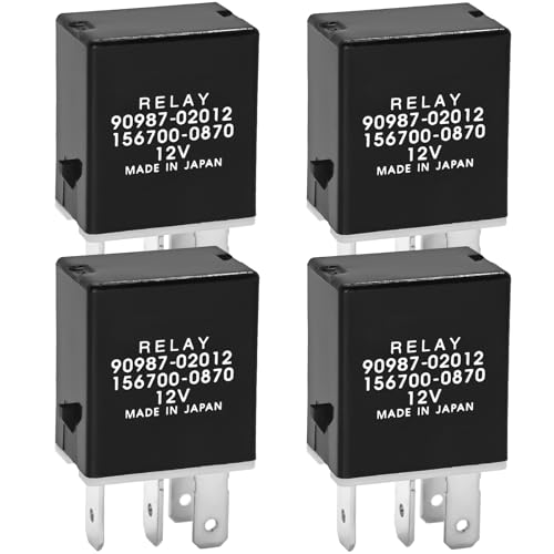 Relay 90987-02012 156700-0870 (Pack of 4), 12VDC 4-Pin Plug-in Automotive Relay - OEM Replacement for Toyota and Lexus Vehicles