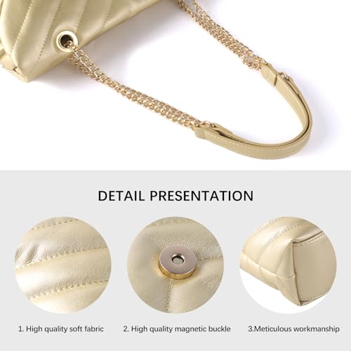 Image of Women Shoulder Bag, Fashionable Quilted Vegan leather Crossbody Purses with Adjustable Chain Designer Purses
