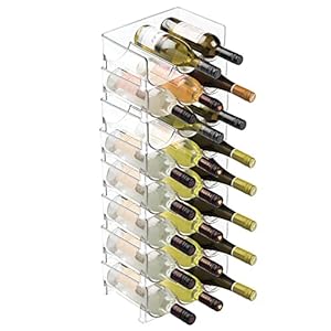mDesign casier à vin (lot de 8) – rangement empilable pour bouteilles de vin et autres boissons – étagère à vin moderne en plastique pour 3 bouteilles – transparent