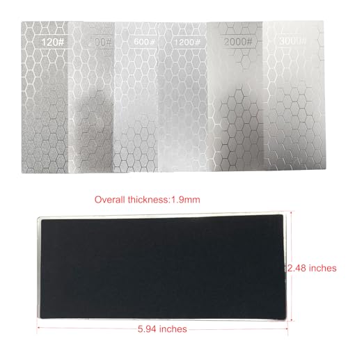 6 Pcs Diamond Sharpening Plates,120# 200# 600# 1200# 2000# 3000# Diamond Sharpening from Extra Coarse to Extra Fine Grit for Various Tools - Image 2