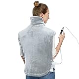 CAROMIO Heating Pad for Back Neck and Shoulders Pain Relief, Electric Heating Pads with Auto Shut Off Extra Large Size, Full Body Heat Pads for Hot and Muscle Cramps, Fast Heating (Grey)