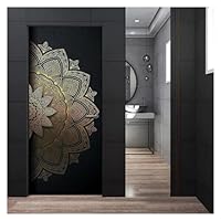 Tür Aufkleber Mandala Blüte Schwarz Gold - Selbstklebend Wasserfest 3 Größen