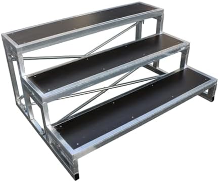 Choir Stage Risers Anti Slip Commercial Riser Platform School Church Theater Concert Hall Photo Booth Portable Choral Stairs,Heavy Duty 3-Level Choir Steps Risers - Anti-Slip Staircase for T