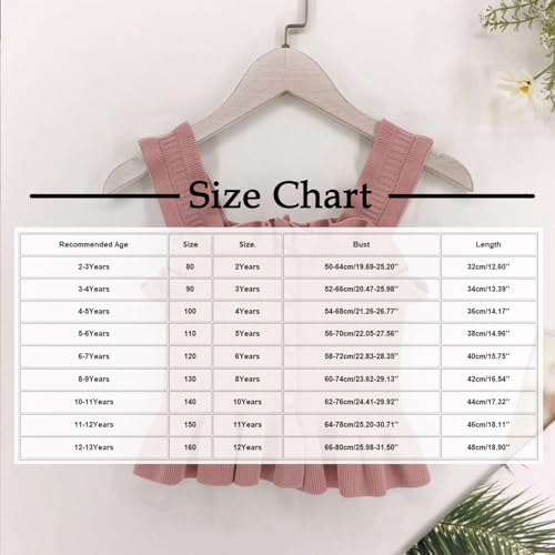 Girls Summer Cute Peplum Tank Top Kids Trendy Ruffle Knitted Square Neck Sleeveless Casual T-Shirts for 2-10 Years2