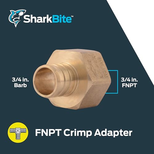 Image of SharkBite 3 /4 Inch Crimp Female Adapter, Brass Plumbing Fitting, PEX Pipe, PE-RT, UC088LFA