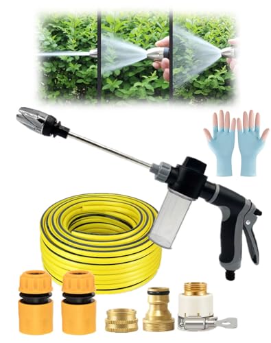 Aquoxis, Aquoxis Pressure Washer, Aquoxis Power Washer 15x Powerful Stainless Steel Universal Hose Fit, Tool Free Install for Patio & Car (B+ 5 Meter Hose)