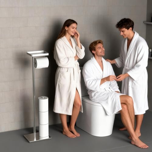 Soporte para papel higiénico de pie en acero inoxidable para 4 rollos 3