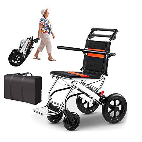 Portable Folding Wheelchair, Travel Wheelchair With Handbrake, Ultra-Light Wheelchair For The Elderly And Children (With Bag) (12 Inch Pu Rear Wheel) #TOP25