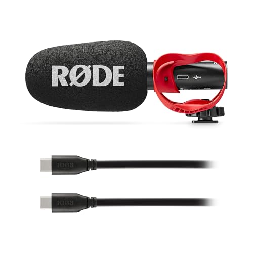 RØDE - RØDE VideoMic GO II Kompaktes Shotgun-Mikrofon Mit USB-Audio + SC17 USB-C-Kabel (1,5 m) für Filmemachen, Content-Erstellung und Location-Aufnahmen - Android- und Mac-kompatibel