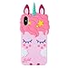 Joyleop Pink Unicorn Case for iPhone X Xs 10,Cute 3D Cartoon Animal Cover,Kids Girls Cool Fun Soft Silicone Rubber Kawaii Character Unique Cases,Fashion Shockproof Skin Protector for iPhoneXs X