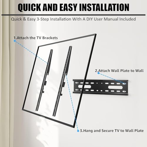 Image of Caprigo Super-Slim TV Wall Mount for 26 to 55 Inch TV's | Universal Heavy-Duty TV Wall Bracket | Fixed TV Stand for Wall (M463)