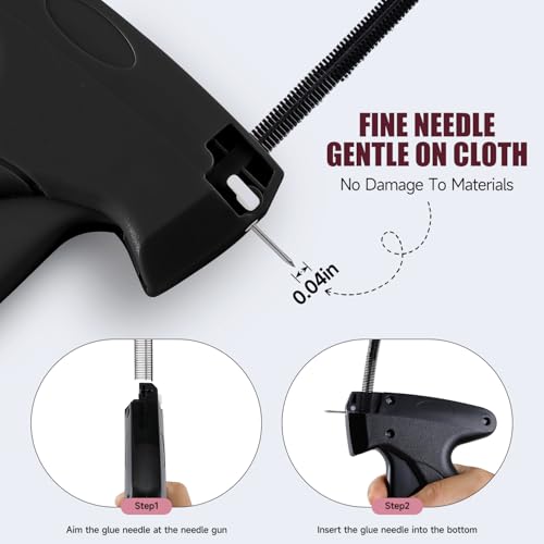 Image of Black Quick Stitch Sewing Gun - Includes 6 Mini Needles and 4000pcs Fasteners (2000 Black & 2000 White) Clothing Stitch Gun Quick Stitchy Sewing Kit