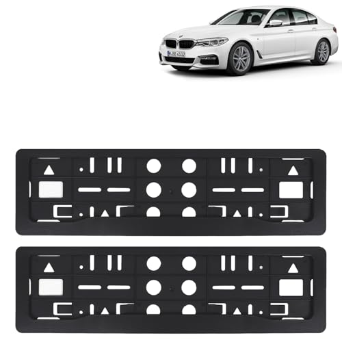 Image of KINGSWAY 5 Series Car Number Plate Frames for All 2019 to 2020 Models of B-MM-W Car Registration Plate Holders, Black Licence Plate Covers (Front and Rear), Universal Size 51.5 x 14.5 cm