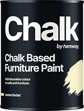 Hemway - Chalk Based Furniture Paint - Lemon Sorbet Yellow 1 L | Chalky Matt Shabby Chic Finish for Interior & Exterior Home Decor | Quick Dry & All-in-one