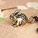 Mansiyuyee Rabbit Chinese Zodiac Keychain - Solid Brass Gentle Animal Sign with Five Emperor Coins, Lucky Bag Charm Harmony Luck Keyring