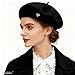 huablo Women's Fall & Winter Wool Beret with Detachable Heart - Shaped Rhinestone Brooch - Inky