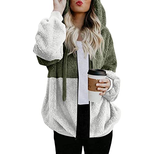 Winter Coats For Women,Casual Plus Size Fleece Lapel Open Front Long Cardigan Coat Hood Puffer Coat With Fur Collar #TOP21