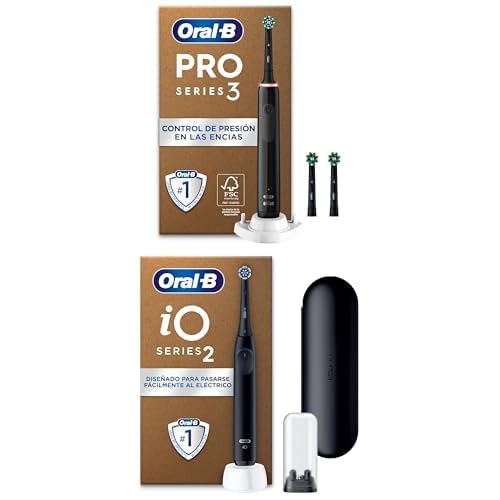 Oral-B Pro 3 3000 Cepillo de Dientes Eléctrico con Mango Recargable y 3 Cabezales, Negro + Oral-B iO 2 Cepillo de Dientes Eléctrico Negro Noche