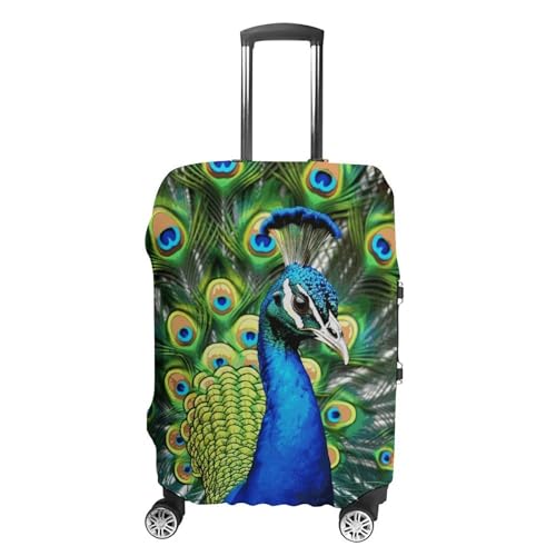 Blue Peacock Luggage Cover, Washable Elastic Suitcase Cover Protector Fit 18-32 Inch Luggage