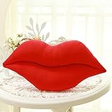 3D Lip Shape Throw Pillows Plush Valentine's Day Soft Velvet Lips Cushion Plush Large Pillows for Birthday Anniversary Living Room Bedroom Sofa Decoration (Red,20x10In)