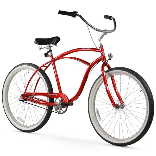 Firmstrong Urban Man Beach Cruiser Bike, Mens Bicycle 26-Inch, 3-Speed, Red