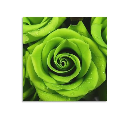 Toile abstraite rose verte de qualité supérieure - Impression d'art murale grand format 70 cm