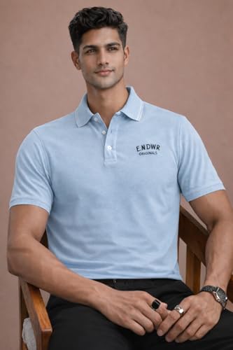 Image of ENDEAVOUR WEAR Men Men Short Sleeve Solid Cotton Rich Polo T Shirt | Collar Tshirts | Half Sleeves | Plain-Regular Fit