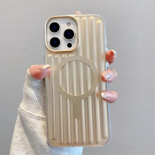 Étui de téléphone magnétique de luxe en or titane à rayures élégantes pour iPhone 13