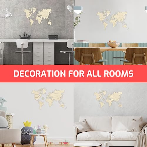 WOODEN.CITY Mapa do mundo de madeira decoração de parede M - mapa do mundo de madeira para parede -