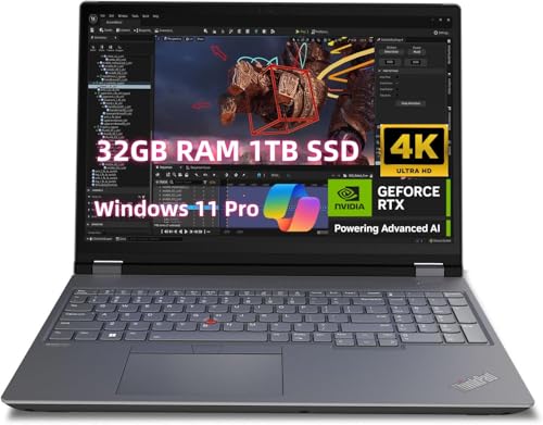 Image of NewLenovo ThinkPad P16 Mobile Workstation laptop ( Core i9-12900HX, 32GB RAM 1TB SSD, 16″ 4K UHD (3840 x 2400) IPS 600nits, RTX A3000 12GB GDDR6 Graphics) for Engineer Designer Architect, Win 11 Pro