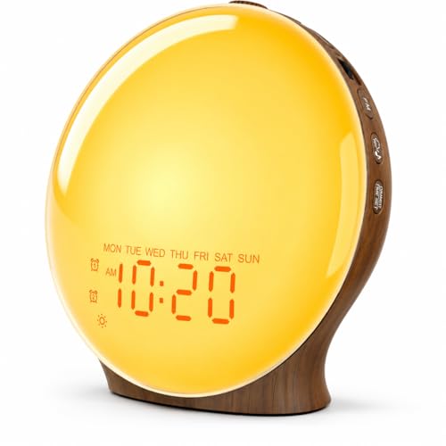 Image of JALL Full-Screen Wake Up Light Sunrise Alarm Clocks for Bedrooms, White Noise Machine for Heavy Sleepers & Kids, 25 Natural Sounds, Dual Alarms, FM Radio, 17 Dimmable Colors, Bluetooth Speaker