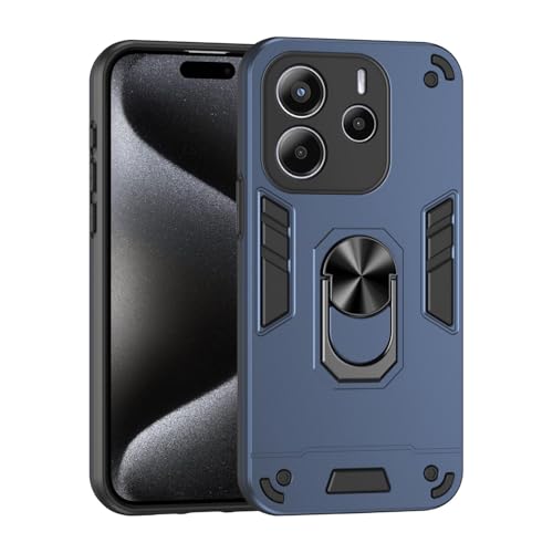 Image of ShieldTech Back Cover for Redmi Note 14 5G | Rugged Armor Case with Ring Stand | 360 Protection | Shockproof | Camera & Screen Guard for Redmi Note 14 5G (PC, Blue)