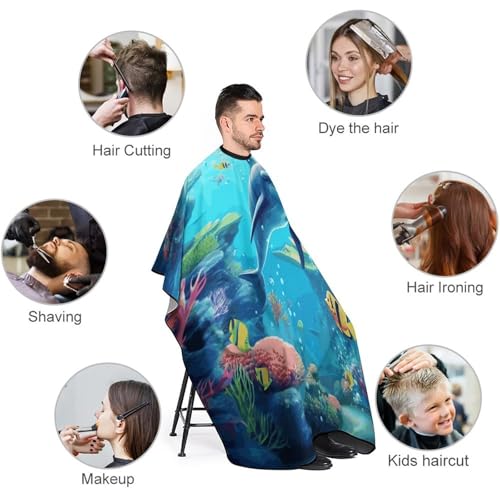 Capa para barbería con diseño Ocean Dolphin 66.9x56.7 pulgadas miniatura 3