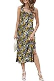 Naggoo Women Sleevelee Midi Tank Dress Summer Casual Kint Tie Dye Split Maxi Tshirt Sundresses, Medium