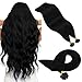 YoungSee Black Hair Extensions U Tip Human Hair 22inch Keratin Fusion Hair Extensions Human Hair Jet Black #1 U Tip Pre Bonded Remy Human Hair Keratin Hair Extensions 1g/s 50strands