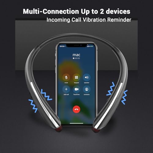 Image of Gardway Neckband Bluetooth Headphones, Bluetooth 5.4 Wireless Headphone with Retractable Earbud,16Hrs Playtime, IPX5 Sweatproof, Around The Neck Headphones Stereo Headset