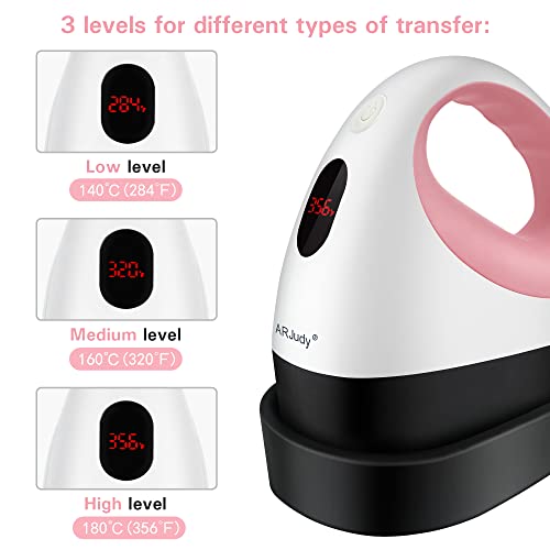 Mini Heat Press, Led Display Machine, Auto Power Off Heat Transfer Printer, Small And Portable Iron, Temp Control, Insulated Safety Base, Fits For Crafts, T Shirt, Hat, Cap, Pillows(White & Pink) #TOP1