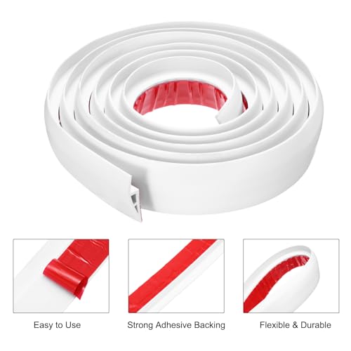 QUARKZMAN Bodenübergangsleiste Selbstklebend, 3m/9,8ft Laminat Türübergangsleisten Teppichkantenleiste für Teppichtüren zur Überbrückung von Bodenlücken Passend für 10mm Höhe, Weiß