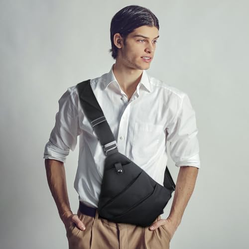 Sac banane en nylon imperméable gris homme avec sangle ajustable