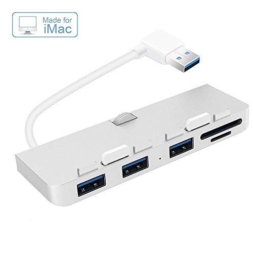 CATECK 3-Port USB 3.0 Hub Ultra-Mince Aluminium de Qualité Supérieure avec Lecteur de Carte Combo SD/TF Spécialement Conçu pour iMac Monocoque Mince (Version Améliorée)