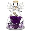 Preserved Flower Rose Gifts in Glass Angel Figurines,Birthday Gifts for Women,Mothers Day Rose Gifts for Mom from Daughter,Angel Rose Gifts for Her,Mom Gifts,Purple Real Rose Gifts for Grandma