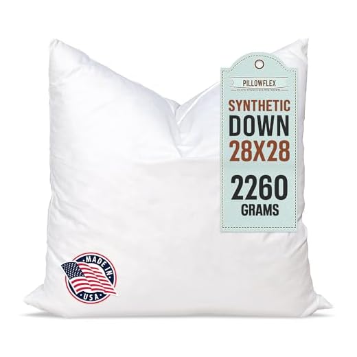 Pillowflex Synthetic Down Pillow Insert - 28x28 Down Alternative, Ultra Soft Large Square European Throw Pillow, Couch Euro Sham, Bed - 1 Decorative Form