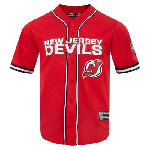 Pro Standard Mens NHL New Jersey Devils MESH Button Down MESH TOP RED/Black L