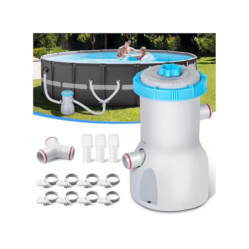 STREAMVOY 300 GPH Above Ground Pool Pump, Universal Cartridge Filter Pump for Intex Bestway Pools, Leak-Proof & Easy Maintenance Replacement Cartridge
