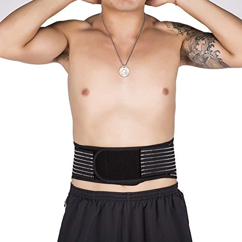 FUNTW Lumbar Lower Back Brace and Support Belt with Dual Adjustable Straps.Spontaneous Heat Acupuncture Magnetic Therapy-Trimmer Slimmer Compression Band for Weight Loss Workout Fitness
