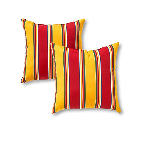 Greendale Home Fashions AZ4803S2-CARNIVAL Fiesta Stripe Outdoor 17-inch Square Throw Pillow