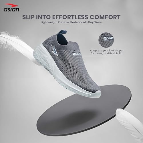 Image of ASIAN Storm-41 Walking Shoes for Men | Lightweight Slip-On Sneakers with Arch Support, Memory Foam Cushion & Breathable Mesh Upper | Comfortable Shoes for Walking & Travel
